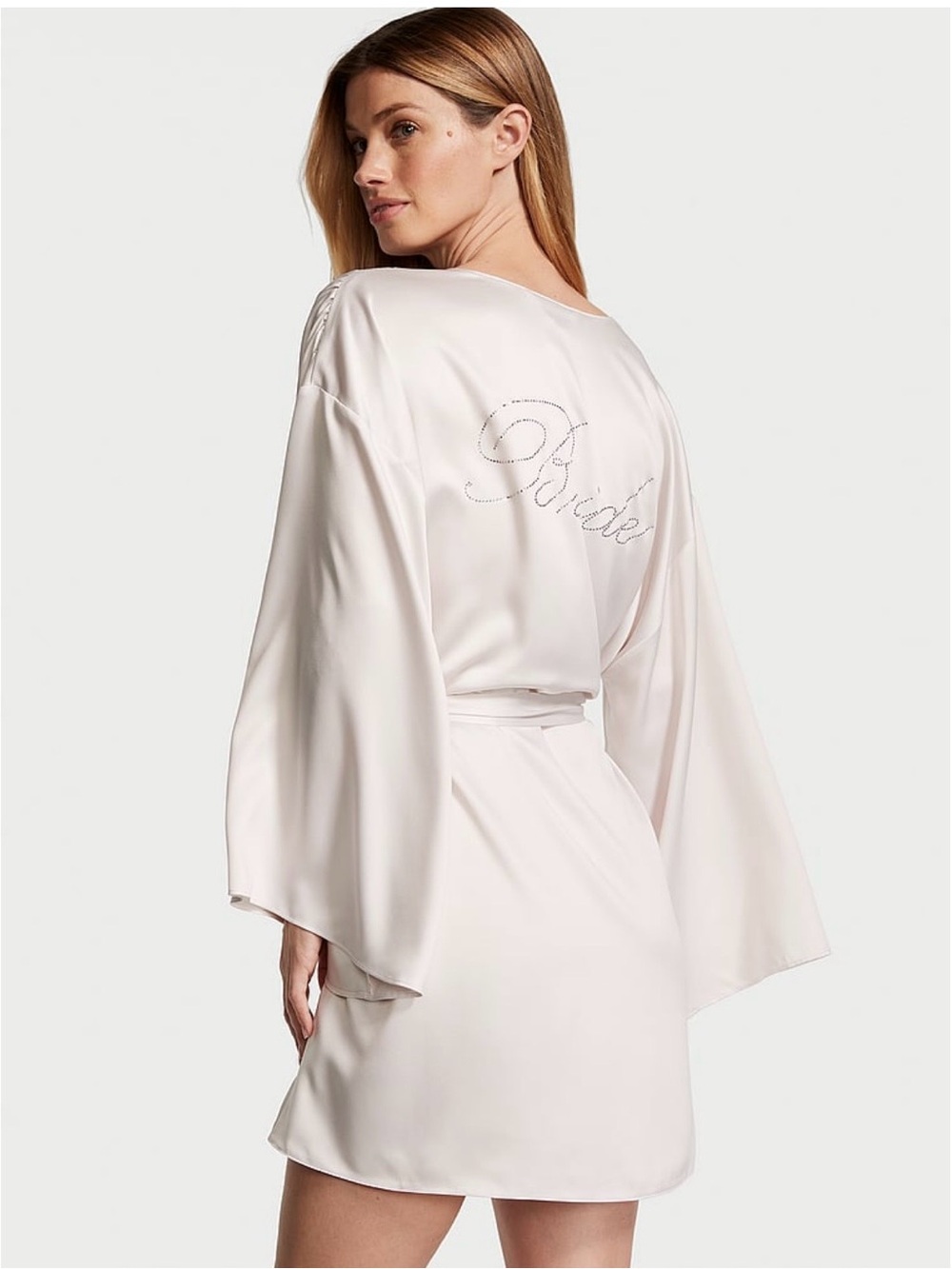 Victoria's Secret Satin 'Bride' Kimono Robe in Ivory